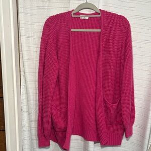 Zenana Outfitters Fuchsia Open-Front Cardigan